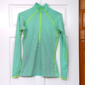 NIKE PRO MINT GREEN LONG SLEEVE HALF ZIP TO - SIZE MED